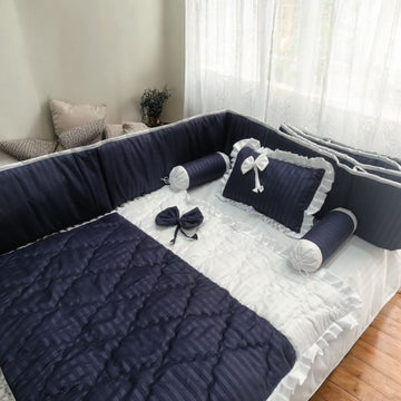 Blue stripes Cot Bedding Set