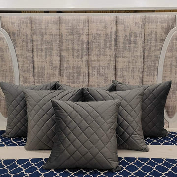 Grey Velvet quilted Cushion cover