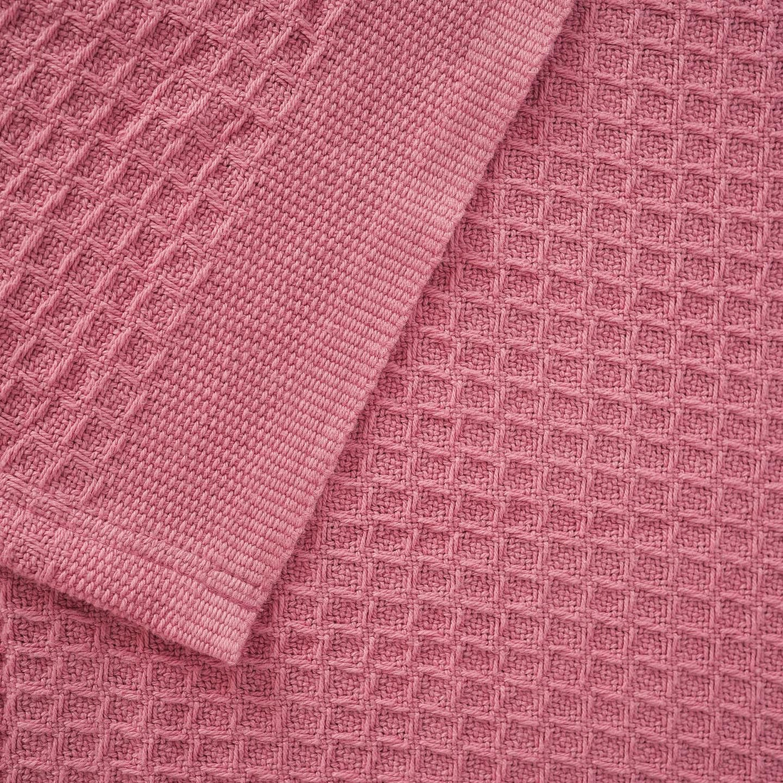 Blush waffle bed throw