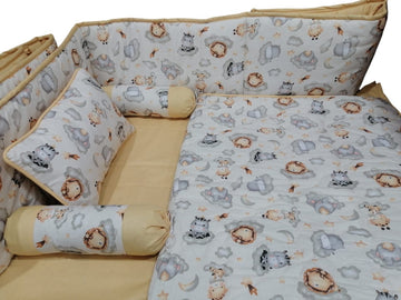 Yellow pink Cot Bedding Set