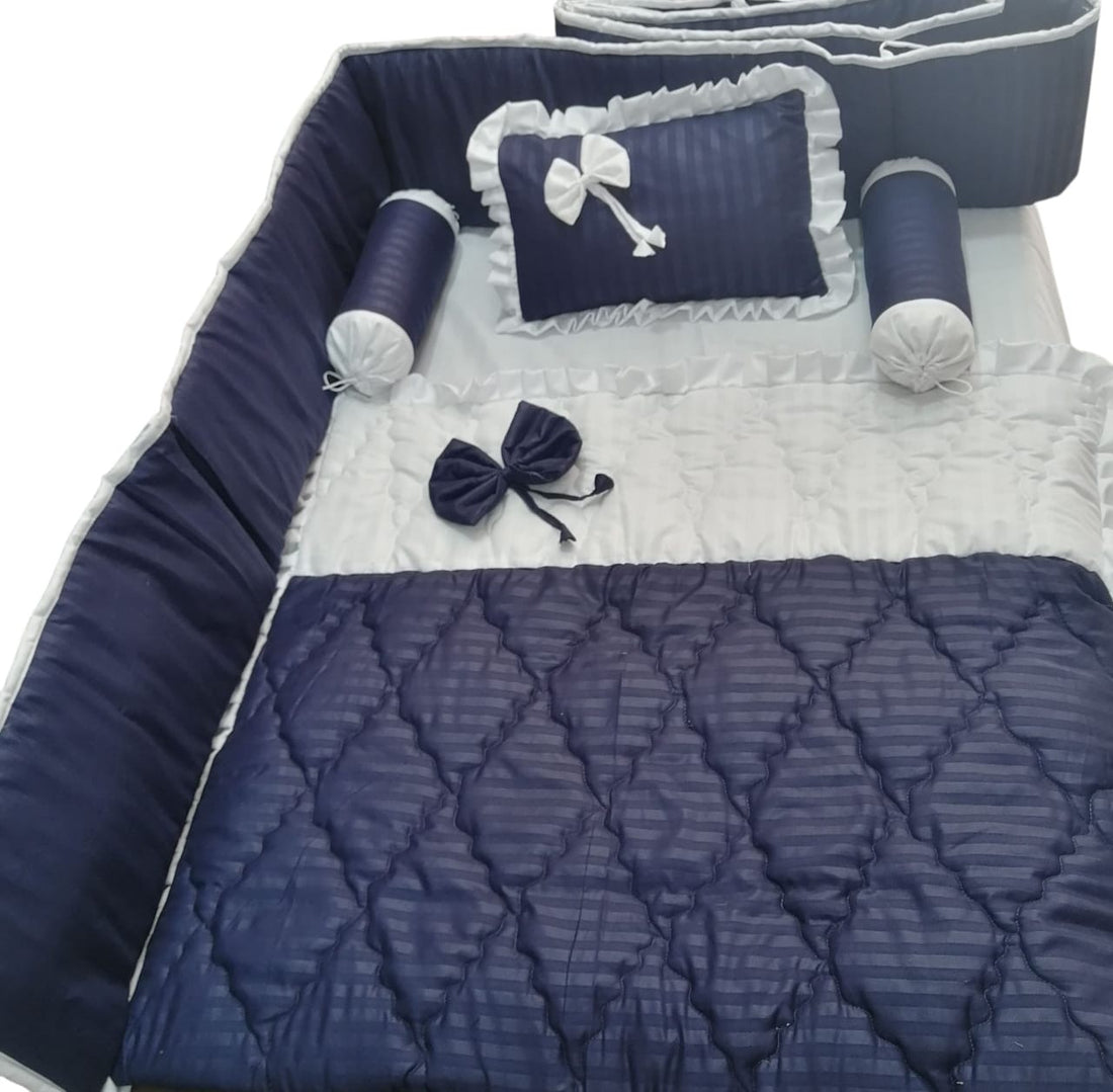 Blue stripes Cot Bedding Set