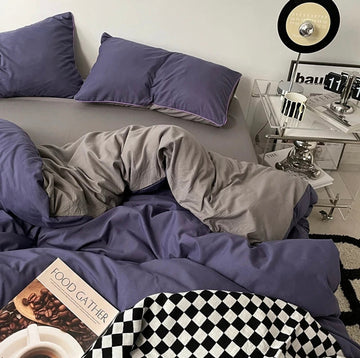 Solid Reversible - 8 Comforter Set - With Filling