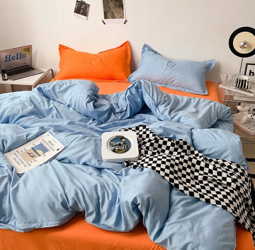 Solid Reversible - 5 Comforter Set - With Filling