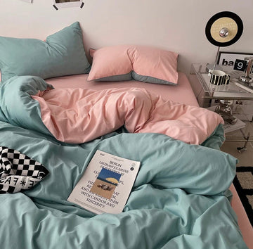 Solid Reversible - 2 Comforter Set - With Filling