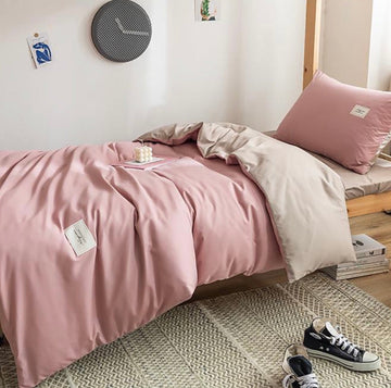 Solid Reversible - 4 Comforter Set - With Filling