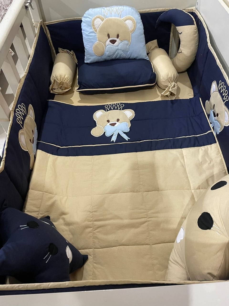 Snuggle Bed ,sleeping bag & Oh Bear  Appliqued Crib Set