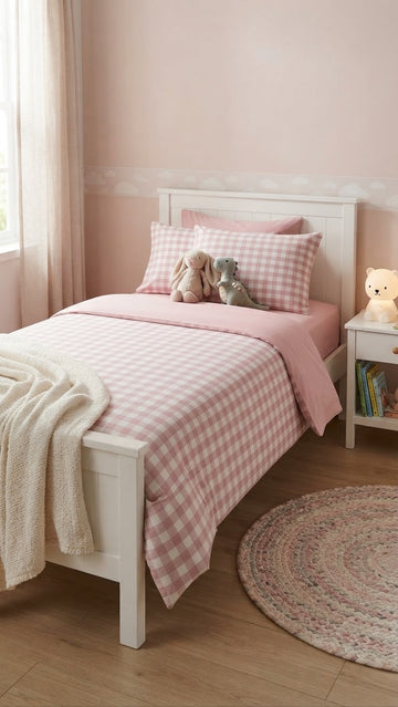 Pink Check Comforter\Duvet Set