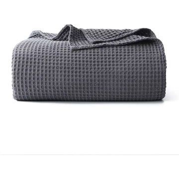 Charcoal grey waffle bed throw