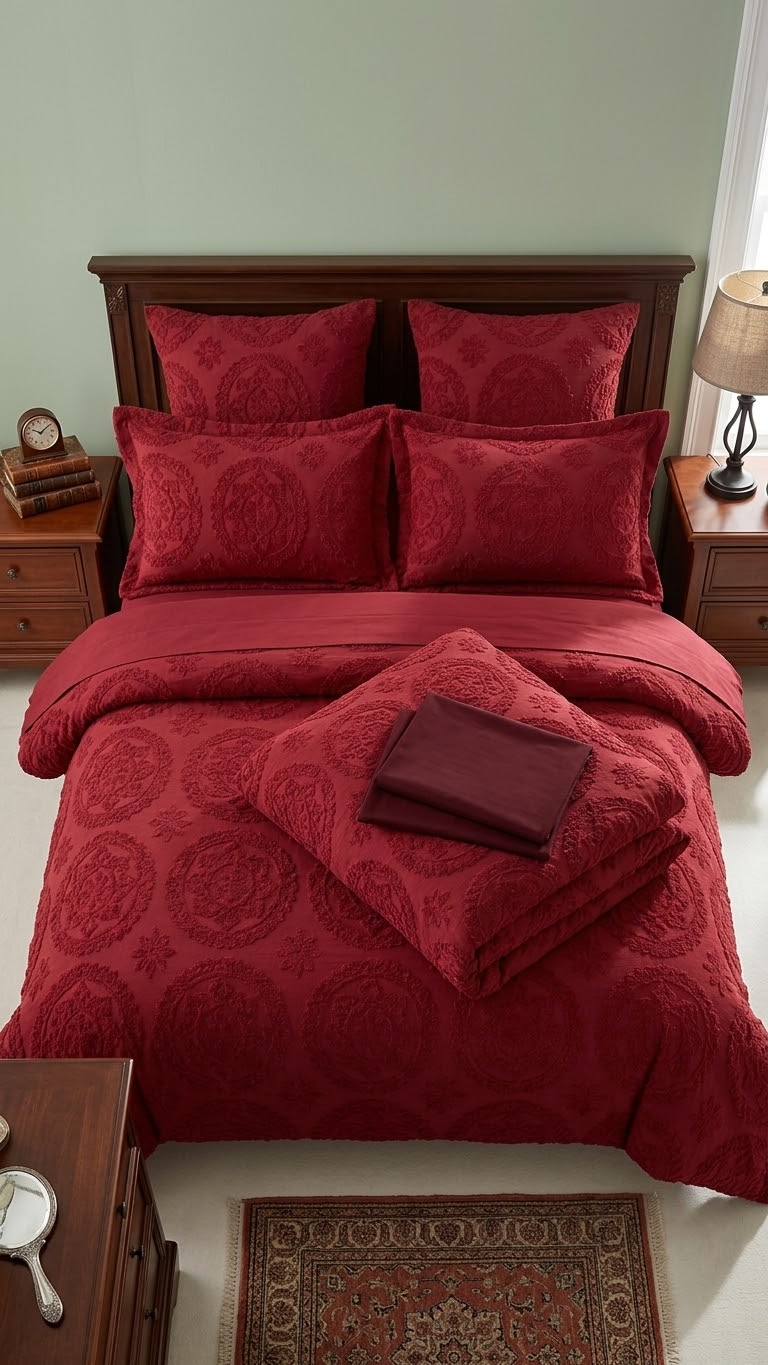 Maroon Boho Tufted Set