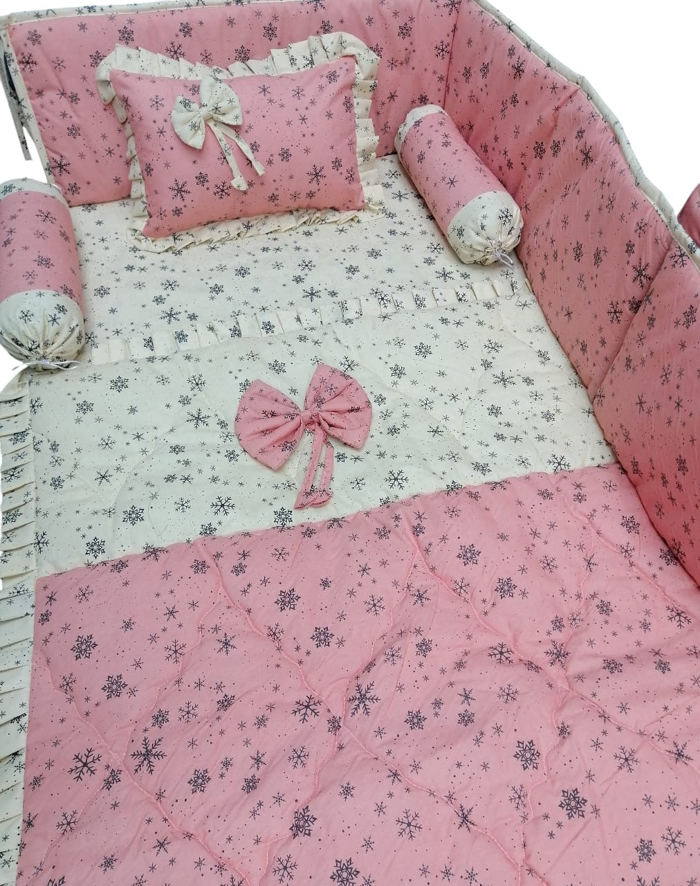 Pink Star Cot Bedding Set