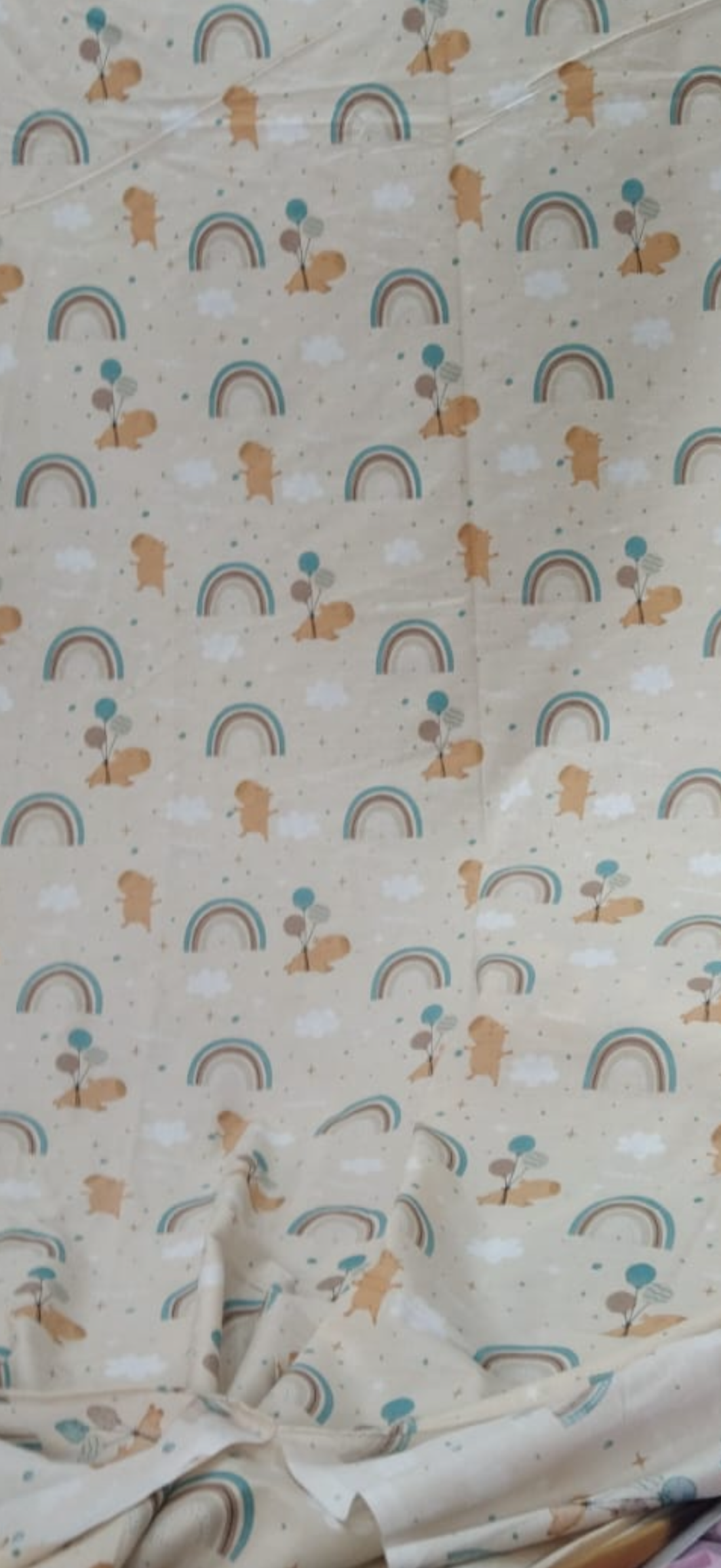 Rainbow and baloons Cotton  Bedsheet