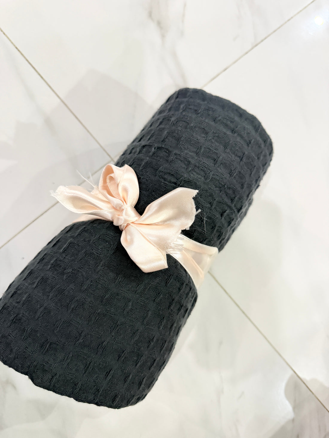 Charcoal grey waffle throw