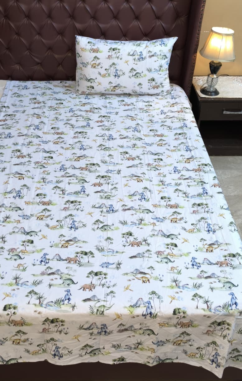 Dino Kids cotton Percale Bedsheet