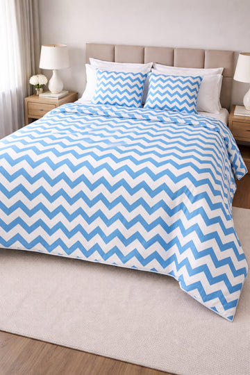 Sky blue Chevron Cotton BedSheet