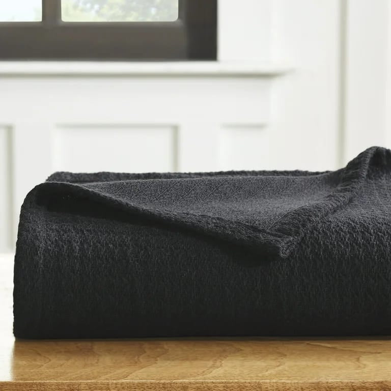 Black bed throw