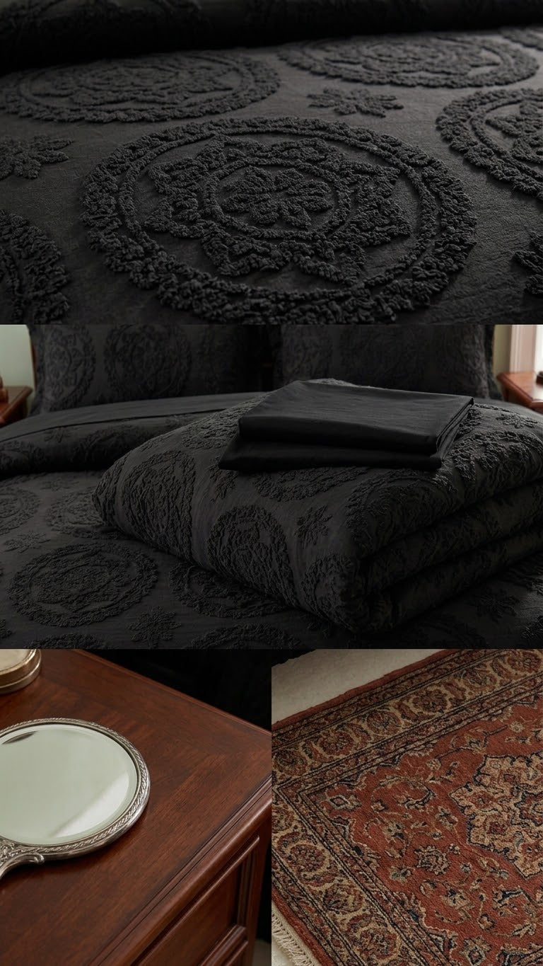 Black Boho Tufted Set