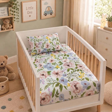 Floral cotton crib sheet