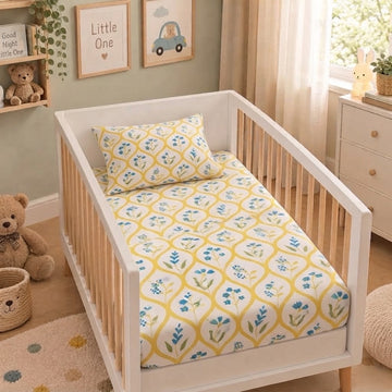Floral cotton crib sheet