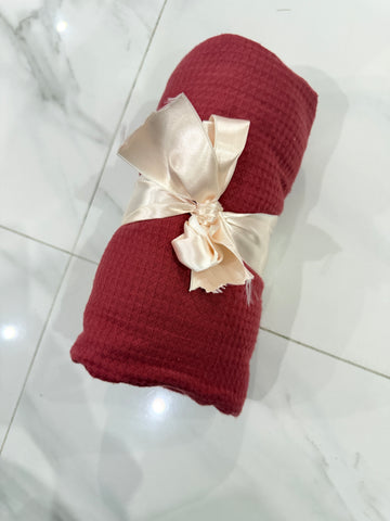 Coral Red waffle throw