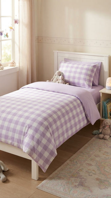 Purple Check Comforter\Duvet Set