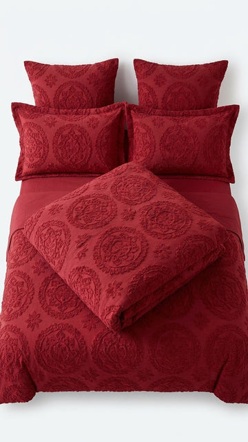 Maroon Boho Tufted Set