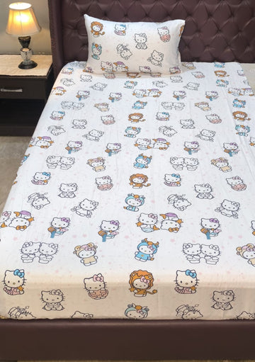 Hello kitry  Kids cotton Percale Bedsheet