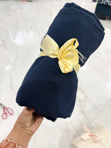 Dark blue waffle throw