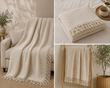 Cream muslin throw