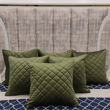 Green  Velvet quilted Cushion cover