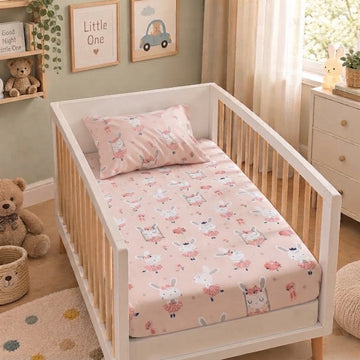 Bunny cotton crib sheet