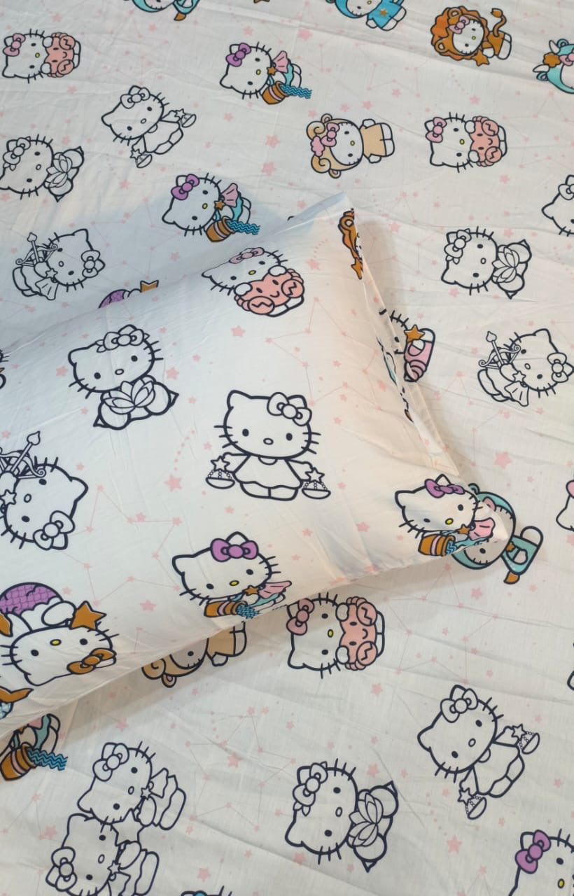 Hello kitry  Kids cotton Percale Bedsheet