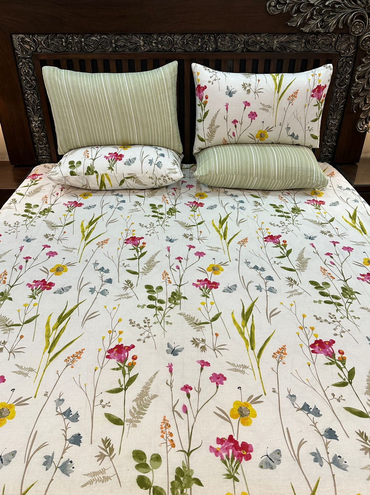 Flower on bed Cotton Bed Sheet