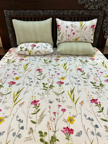 Flower on bed Cotton Bed Sheet