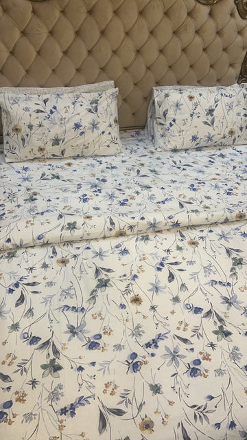 Falling Flowers  King Size Duvet Cover Set - Without Filling