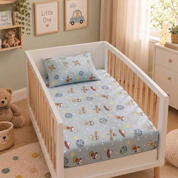 Space cotton crib sheet