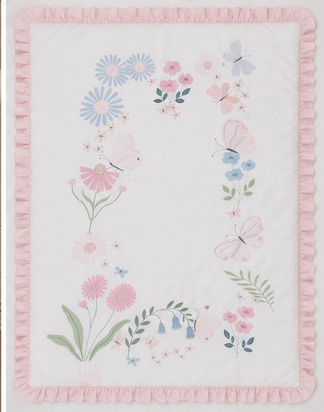 Butterfly frilled Cot Bedding Set