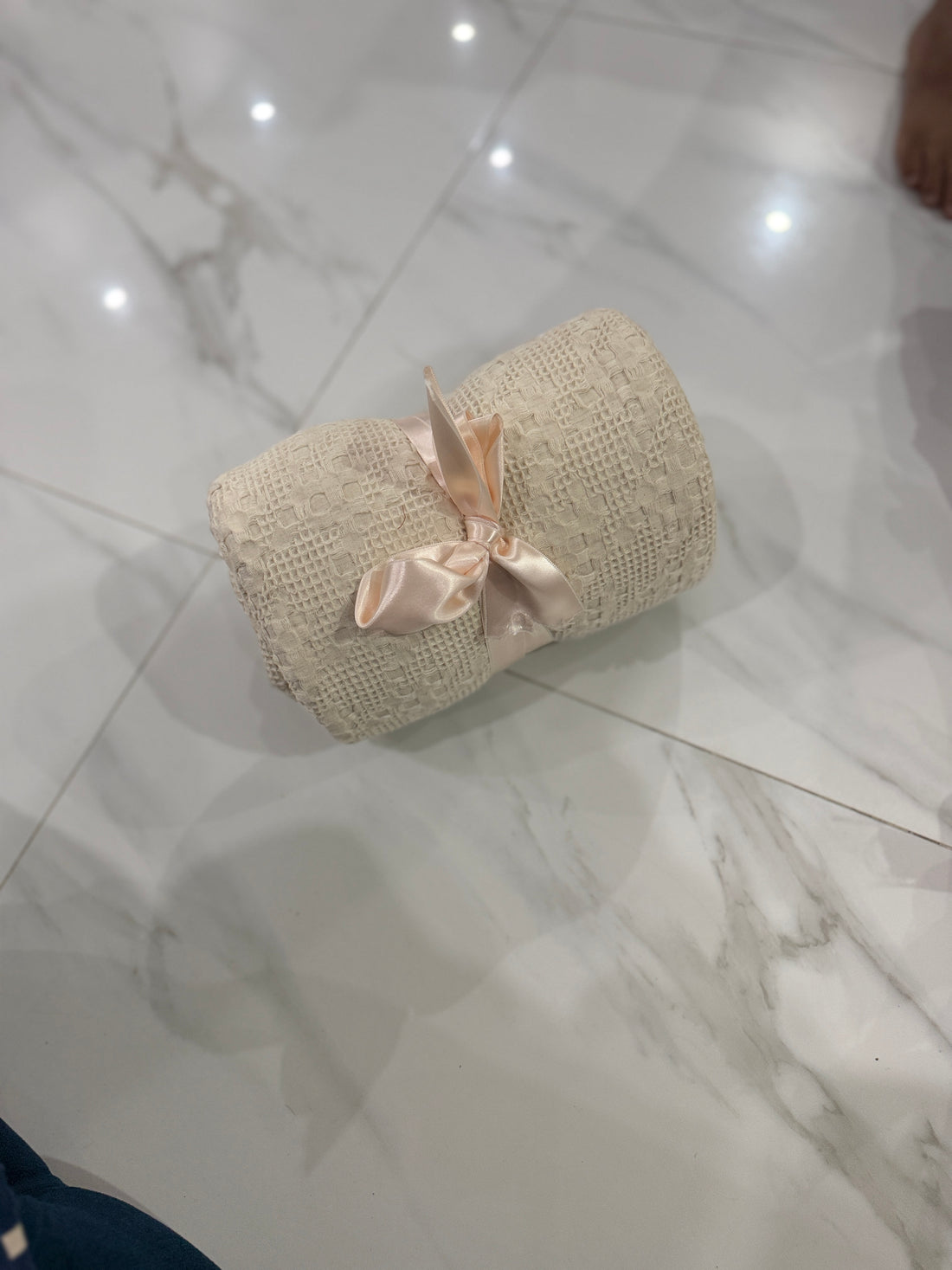 Offwhite waffle throw