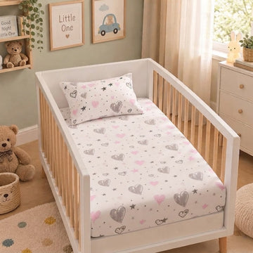 Hearts cotton crib sheet