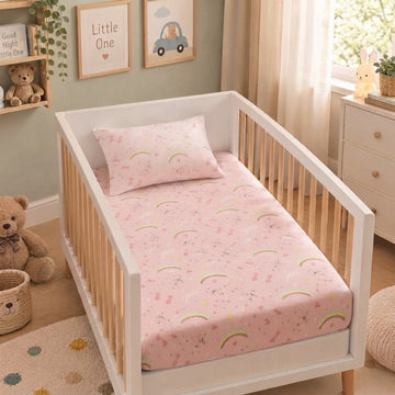 Rainbows cotton crib sheet