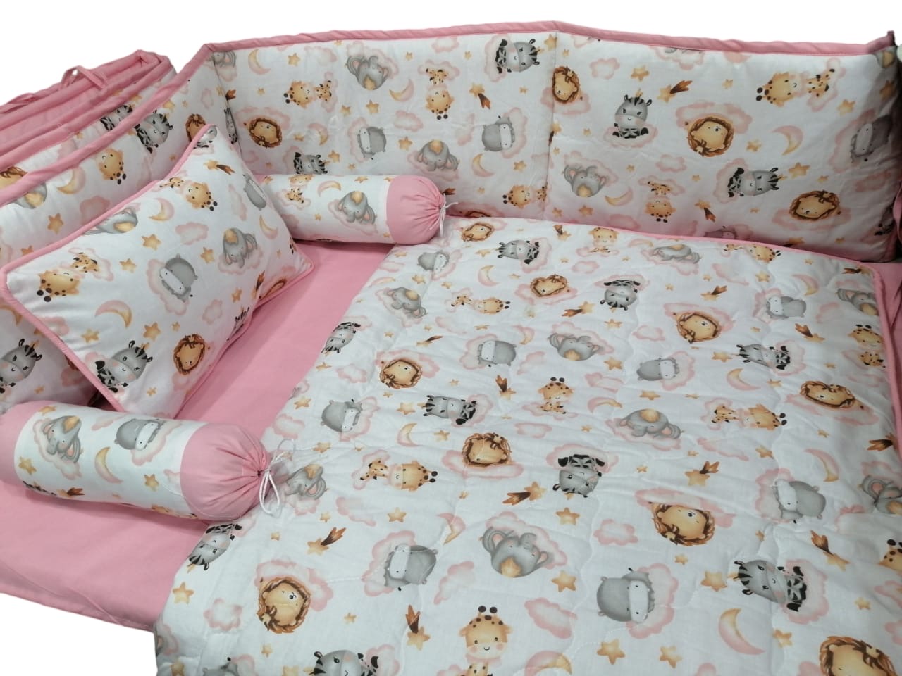 Lion pink Cot Bedding Set