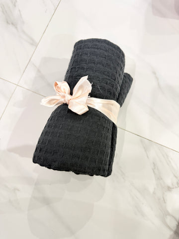 Charcoal grey waffle throw
