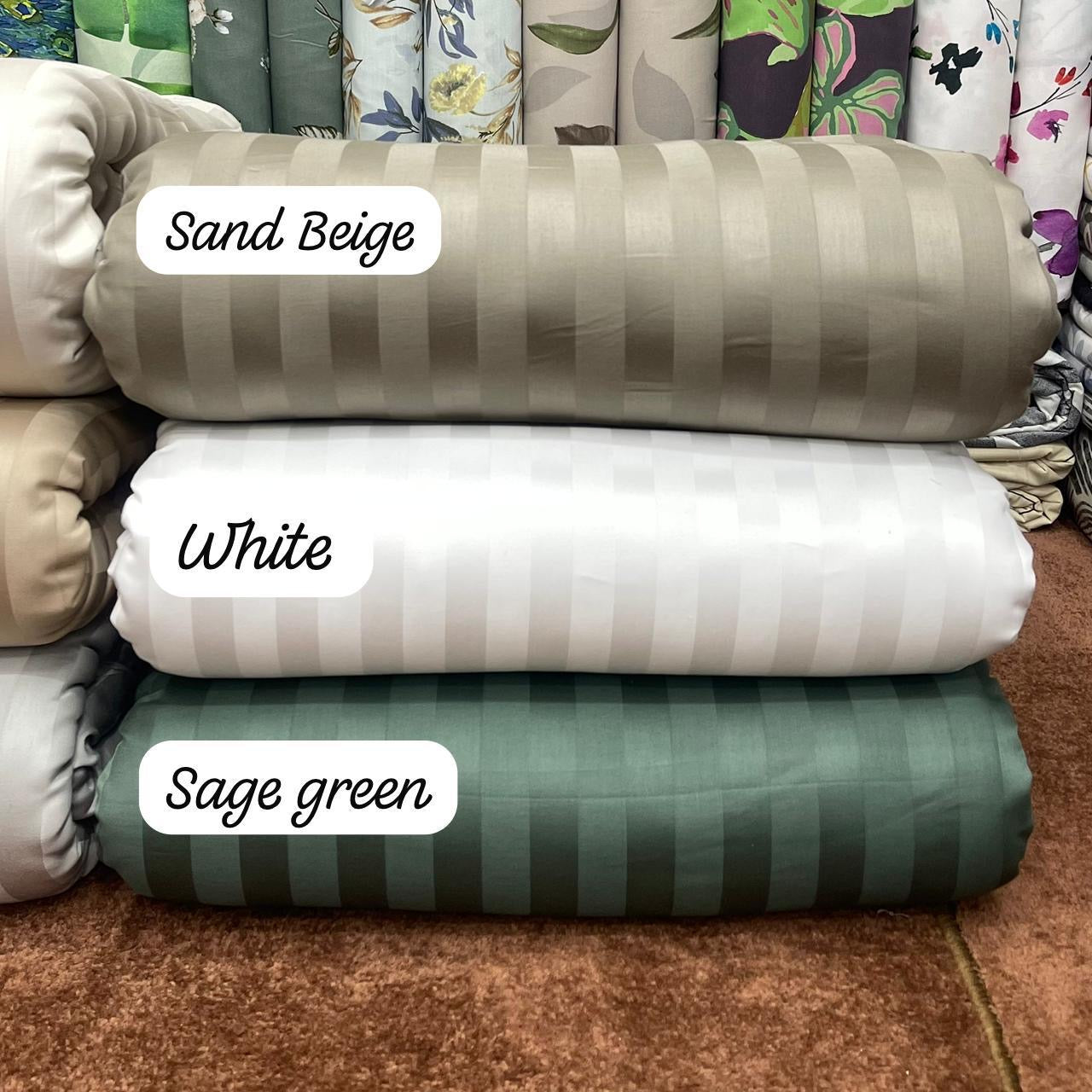 Striped Self Cotton Sateen Set