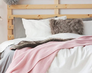 Pink waffle bed throw