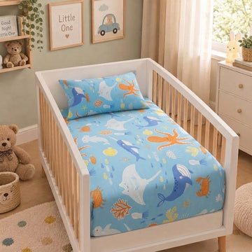 Fish cotton crib sheet