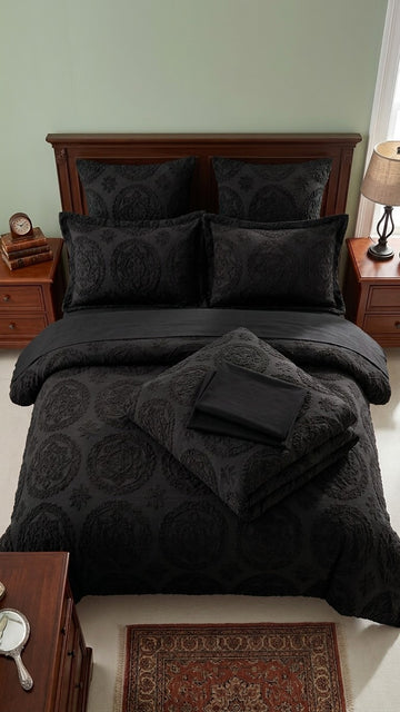 Black Boho Tufted Set