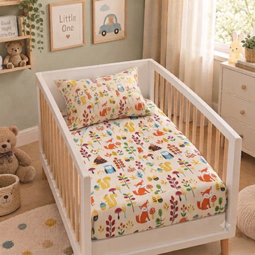 Wolf cotton crib sheet