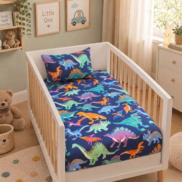 Dino cotton crib sheet