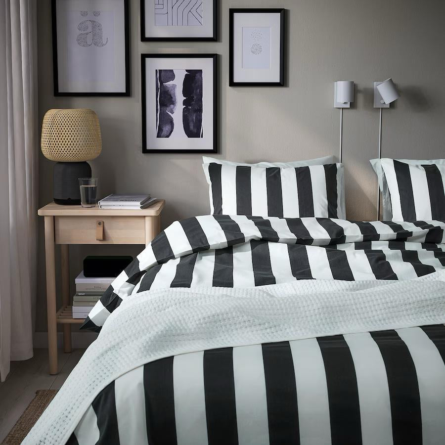 Black & White Stripes Cotton Sateen Set