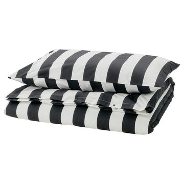 Black & White Stripes Cotton Sateen Set