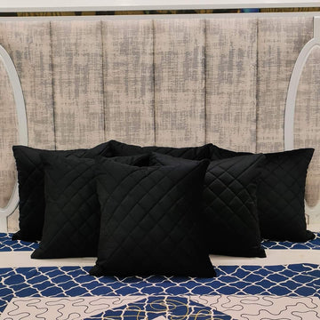 Black Velvet quilted Cushion cover